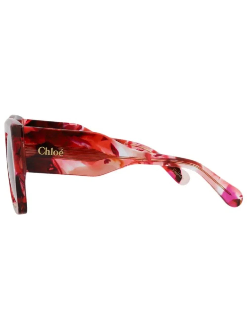 New Chloé Women's Sunglasses Square Rectangle Recycled Acetate Frame Red Red